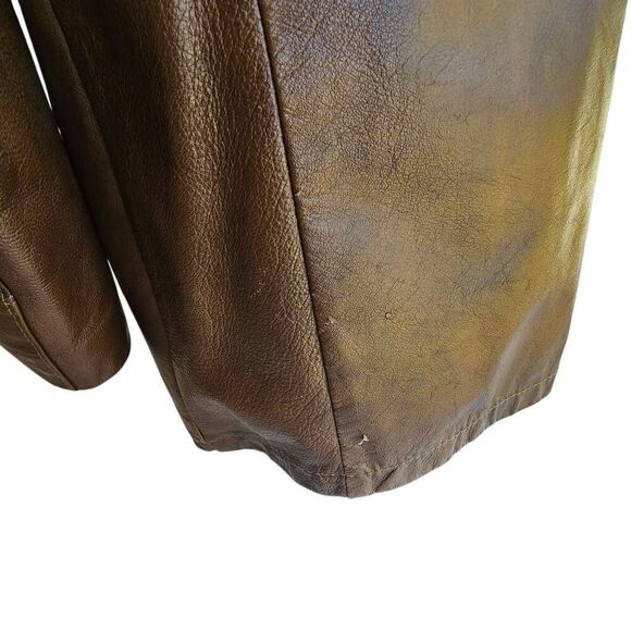 Vintage Reed Sportswear Leather Car Coat Men’s 42 Brown Button Overcoat Jacket - Picture 9 of 15